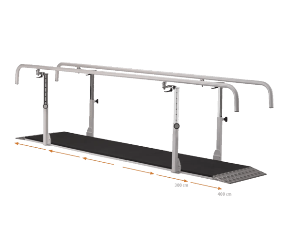 Professional parallel bars with platform and rotating handrails 'Pro II'
